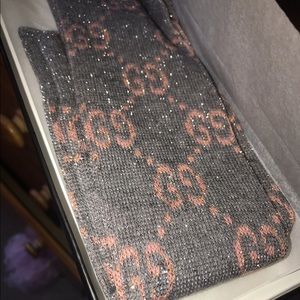 Pink and grey glitter Gucci socks